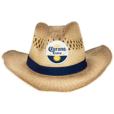 Corona Extra Logo Blue Band Straw Cowboy Hat